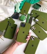 Husa silicon cu microfibra - iPhone - GREEN